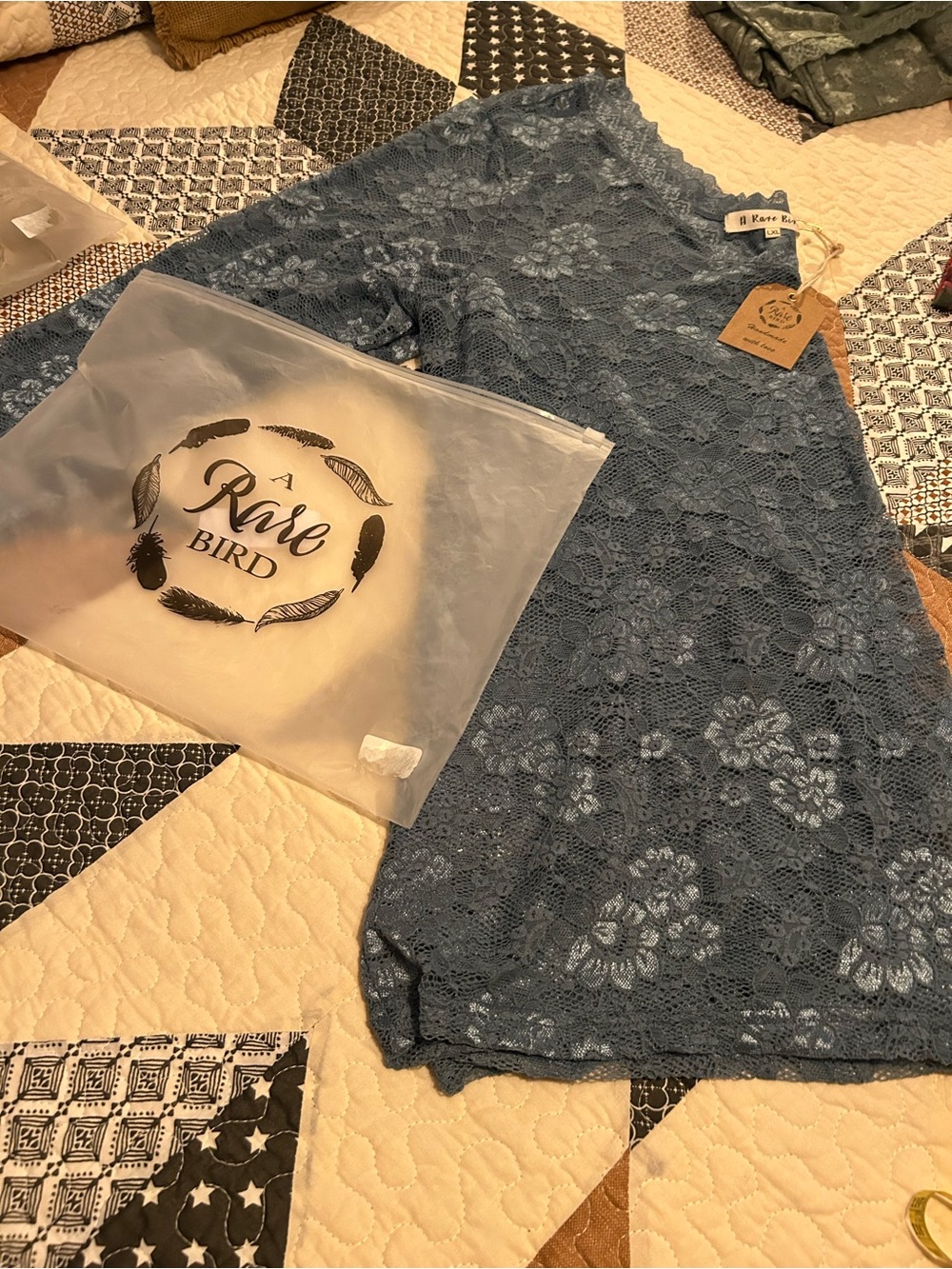 Rare Bird Blue Lace Accent Throw